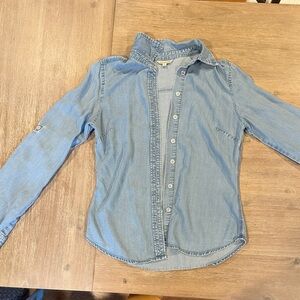 Boston Proper Light Blue Denim Button-Up Shirt